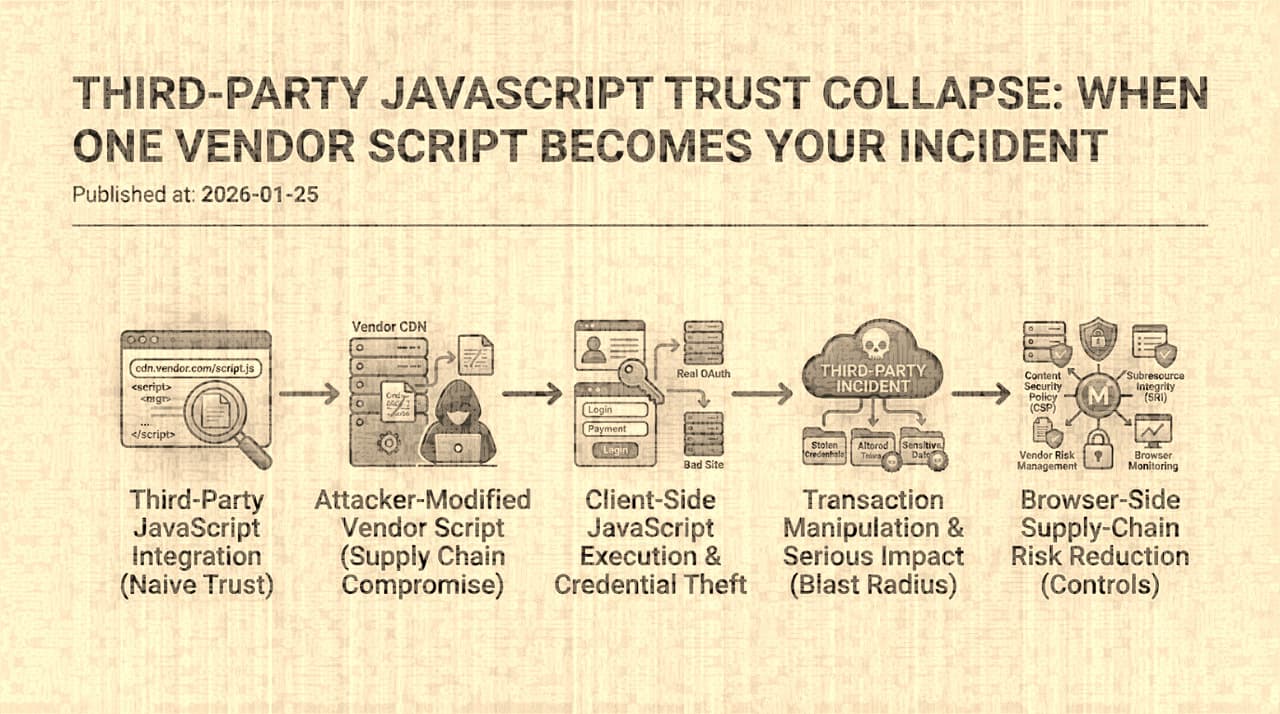 Third-Party JavaScript and the Collapse of Browser Trust: How One Vendor Script Becomes Your Incident